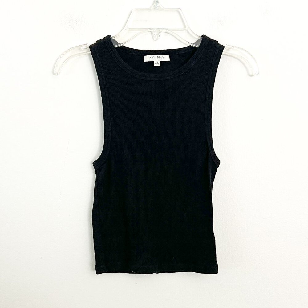 z supply // cropped black ribbed tank top S